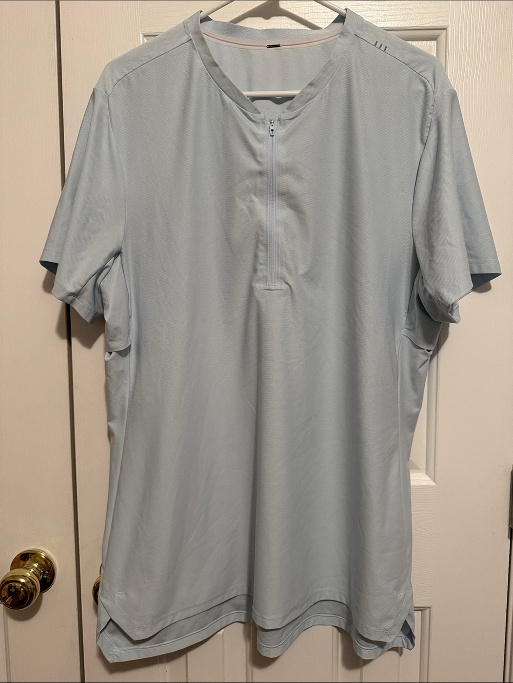 lululemon athletica Men's Pale Blue Quarter-Zip Polo
